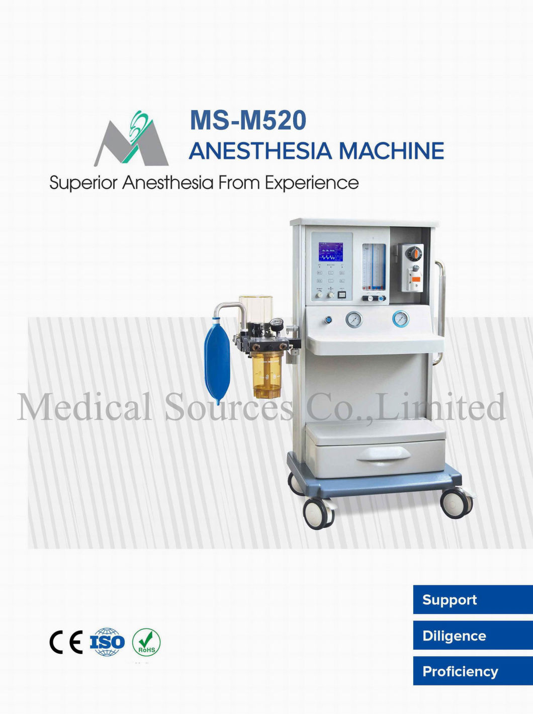 (MSM520) Economic Sevofluane Isoflurane Anesthesia Machine with O2 No2