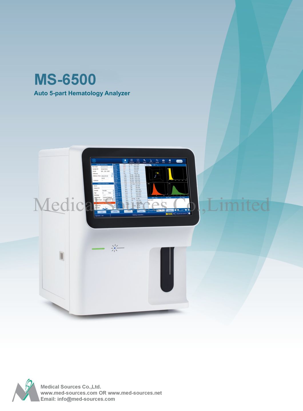 (MS6500) Full Automatic Five Diff 5Part 5Diff Blood Test Hematology