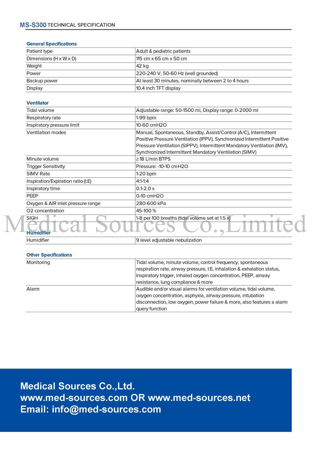 Ms S300 Medical Cpap Machine Icu Adult Pediatric And Neonatal Infant Baby Ventilator With Ce Approved Buy Ventilator Tft Color Screen Color Screen Product On Medical Sources Co Limited